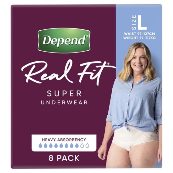 Good Price - Depend Real Fit for Women Super Underwear Large 8 Pack